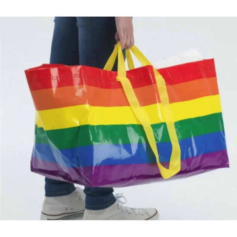 IKEA Large Rainbow Shopping Bag tote NEW rainbow striped oversized pride LGBTQ